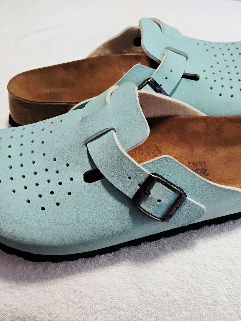 Birkenstock Burki's Blue Suede Leather Clog Sandals Comfort Shoes Ladies 9 - Picture 13 of 16
